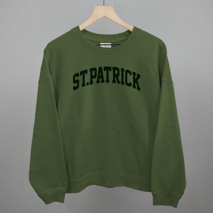 St.Patrick Arch Funny Oversized Boxy Crewneck Sweatshirt in Moss – Ivy + Cloth