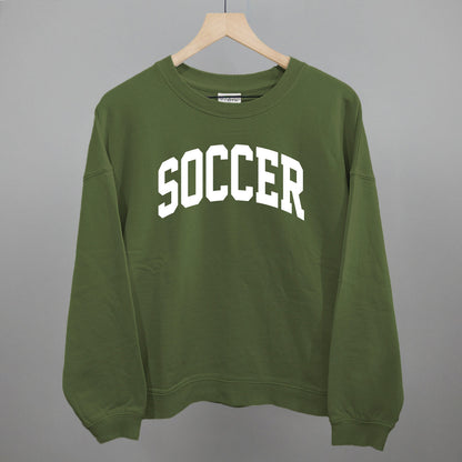 Soccer Arch (White) Funny Oversized Boxy Crewneck Sweatshirt in Moss – Ivy + Cloth
