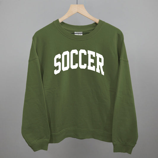 Soccer Arch (White) Funny Oversized Boxy Crewneck Sweatshirt in Moss – Ivy + Cloth