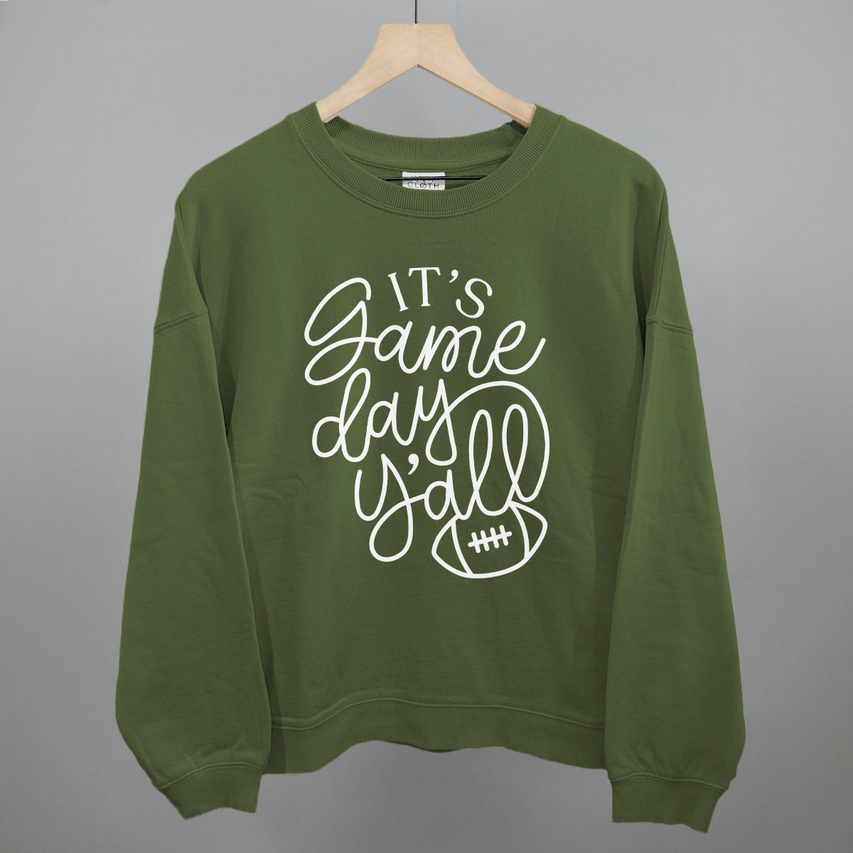 It's Game Day Y'all Football graphic oversized boxy crew in Moss