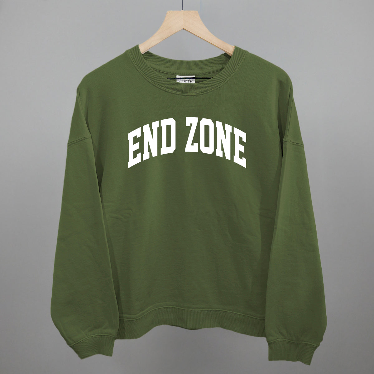 End Zone Arch Funny Oversized Boxy Crewneck Sweatshirt in Moss – Ivy + Cloth