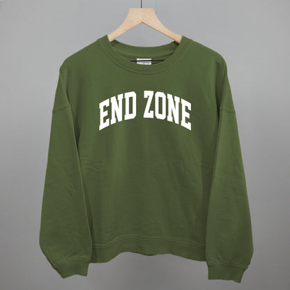 End Zone Arch Funny Oversized Boxy Crewneck Sweatshirt in Moss – Ivy + Cloth