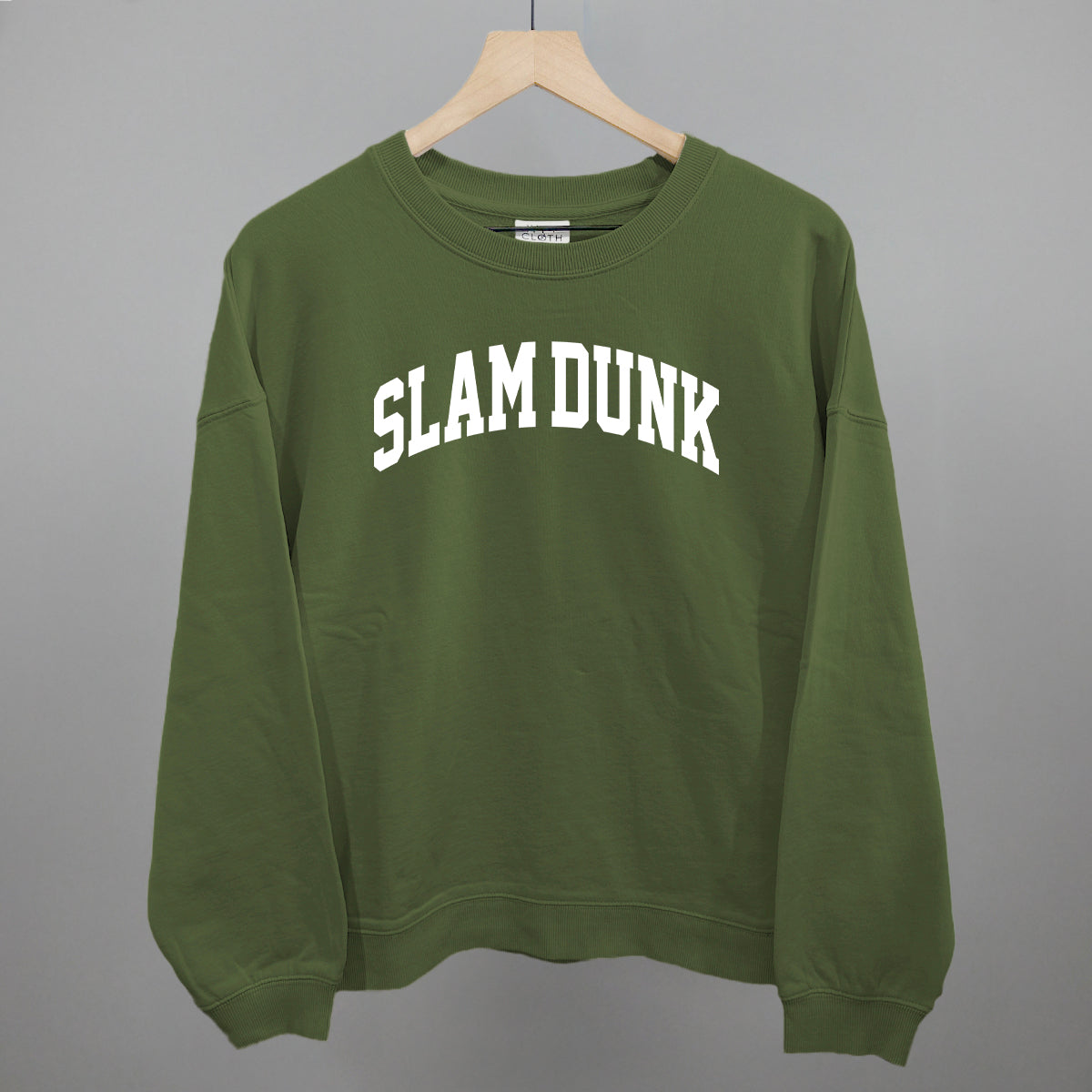 Slam Dunk Arch Funny Oversized Boxy Crewneck Sweatshirt in Moss – Ivy + Cloth