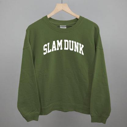 Slam Dunk Arch Funny Oversized Boxy Crewneck Sweatshirt in Moss – Ivy + Cloth
