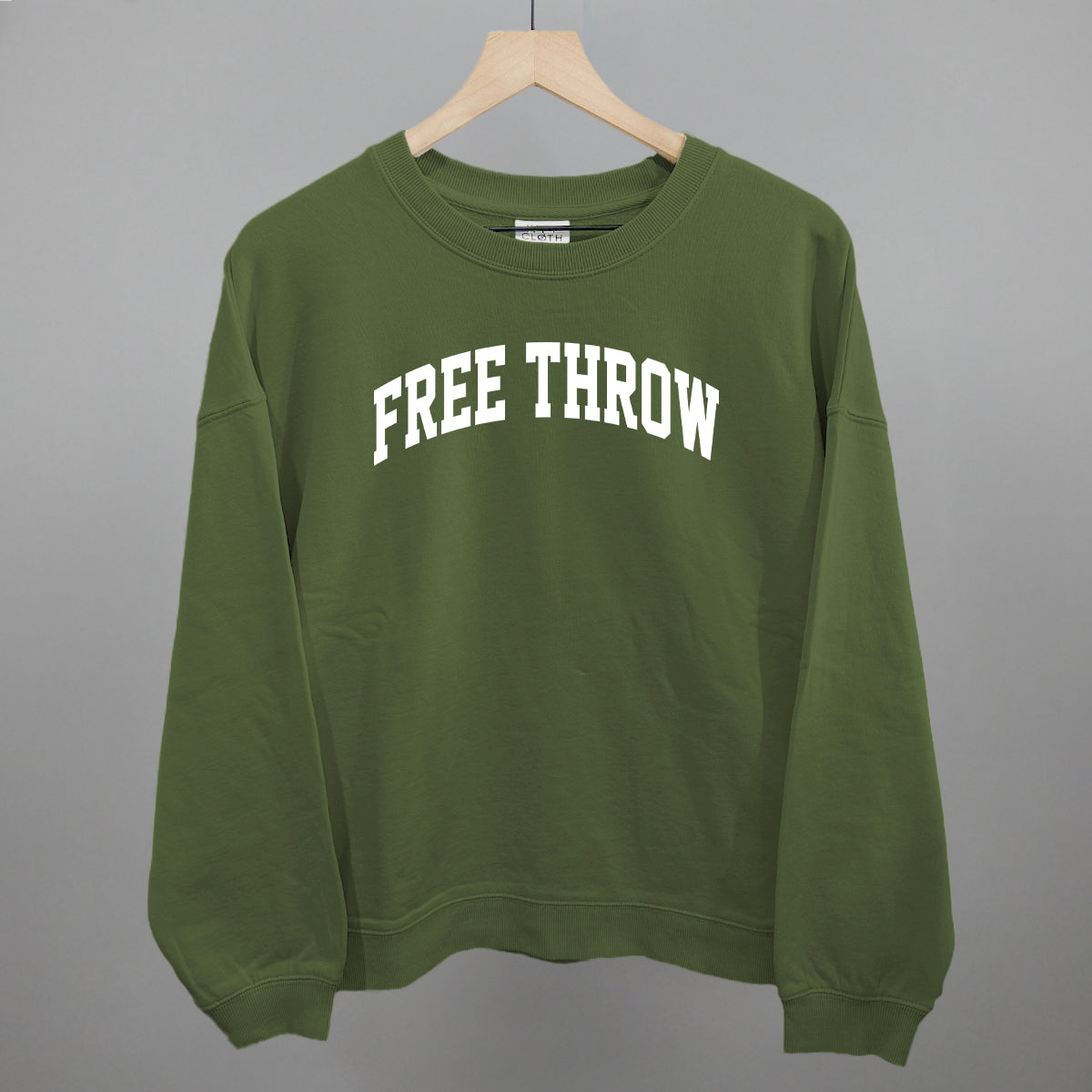Free Throw Arch Funny Oversized Boxy Crewneck Sweatshirt in Moss – Ivy + Cloth