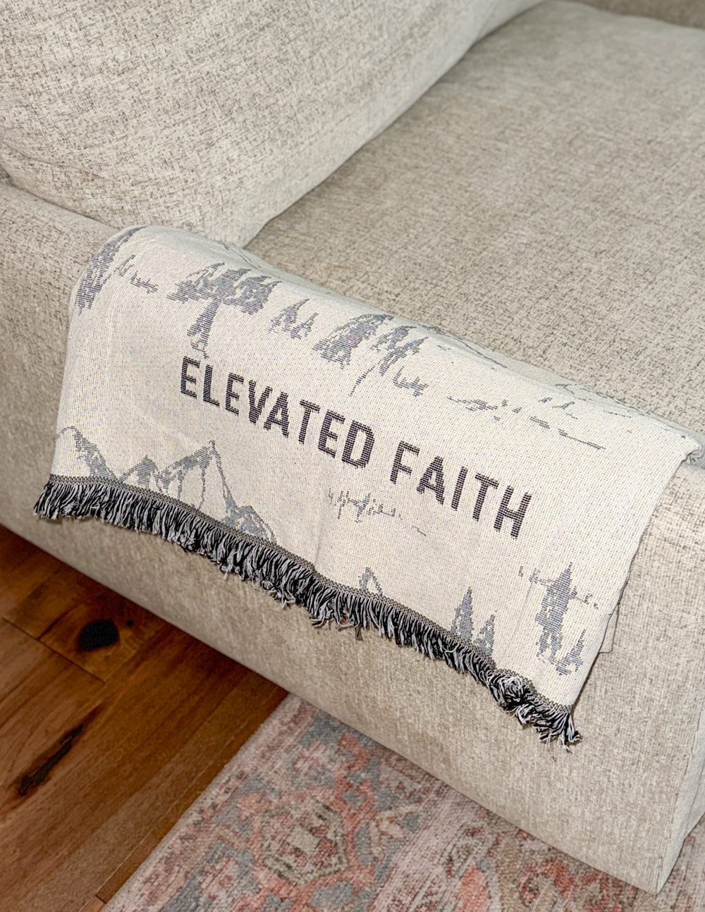 Elevated Faith Blanket with Mountain Design, Perfect as Christian Gifts for Comfort and Inspiration