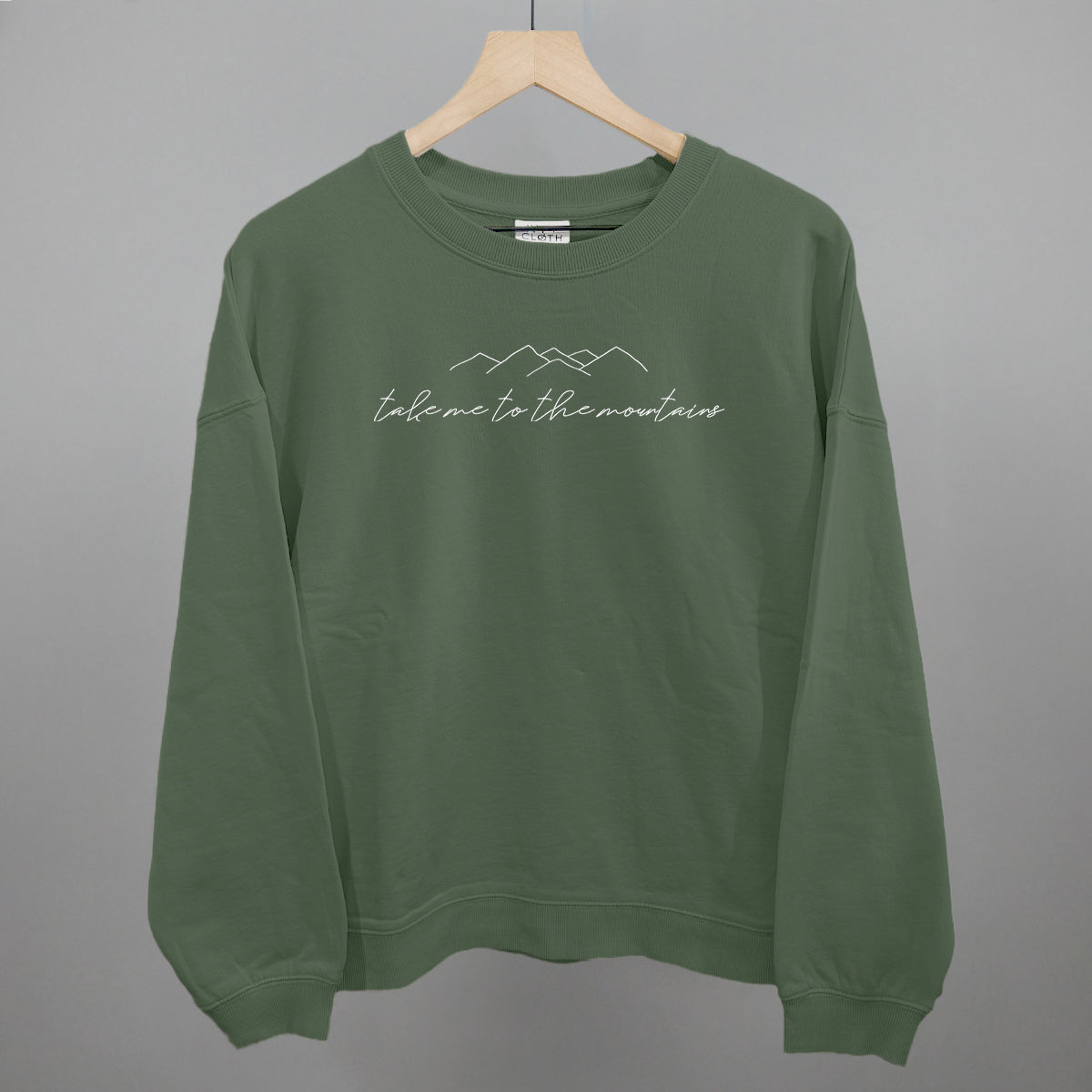 Take Me To The Mountains Funny Oversized Boxy Crewneck Sweatshirt in Myrtle – Ivy + Cloth
