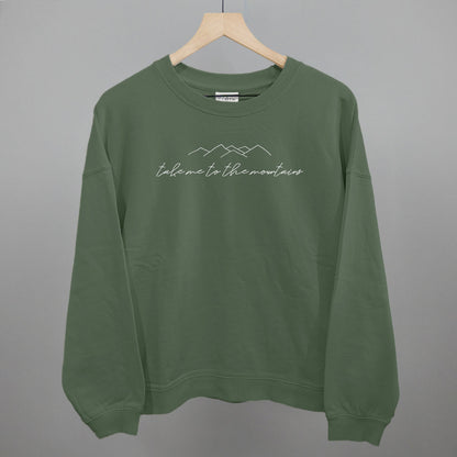 Take Me To The Mountains Funny Oversized Boxy Crewneck Sweatshirt in Myrtle – Ivy + Cloth