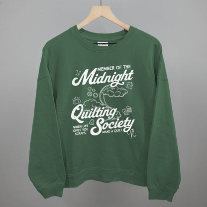 Midnight Quilting Society graphic oversized boxy crew in Myrtle