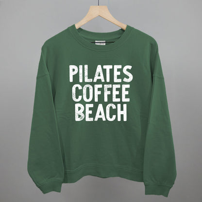 Pilates, Coffee, Beach graphic oversized boxy crew in Myrtle