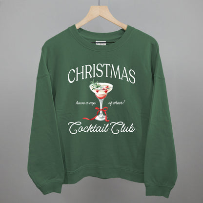 Christmas Cocktail Club Funny Oversized Boxy Crewneck Sweatshirt in Myrtle – Ivy + Cloth