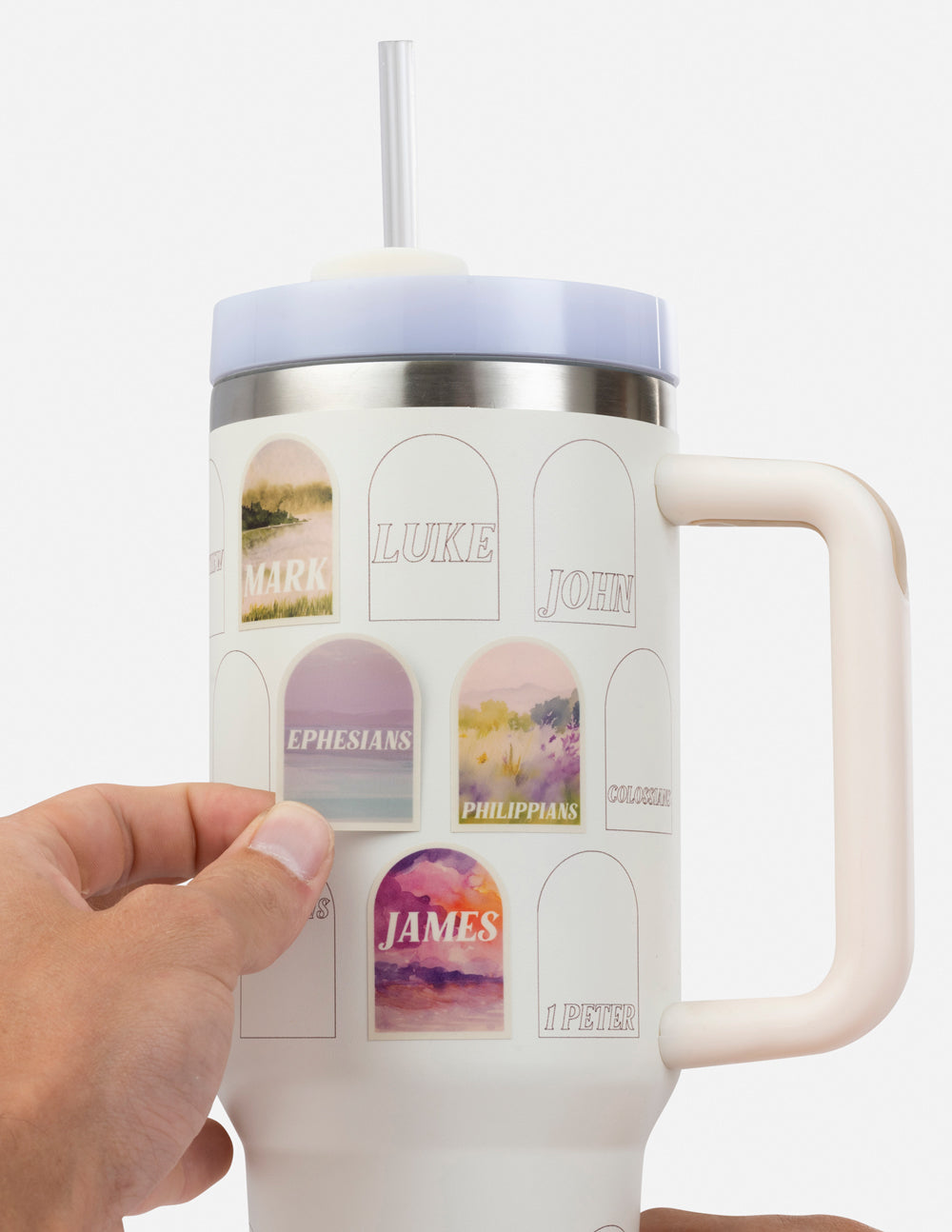Elevated Faith Tumbler with Bible Verses and Inspirational Artwork, a perfect Christian Gifts option