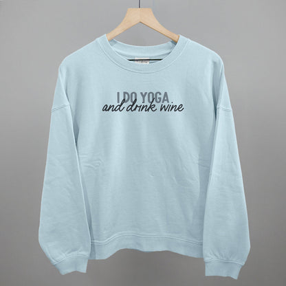 I Do Yoga And Drink Wine Funny Oversized Boxy Crewneck Sweatshirt in Nantucket Breeze – Ivy + Cloth