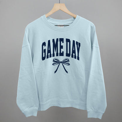Game Day Arch And Bow Funny Oversized Boxy Crewneck Sweatshirt in Nantucket Breeze – Ivy + Cloth