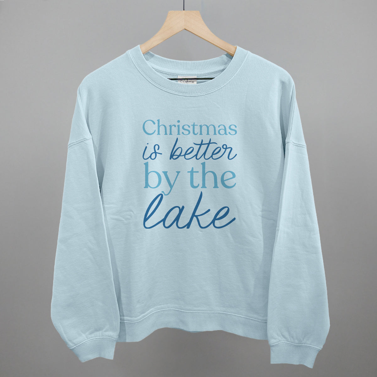 Christmas Is Better By The Lake Funny Oversized Boxy Crewneck Sweatshirt in Nantucket Breeze – Ivy + Cloth