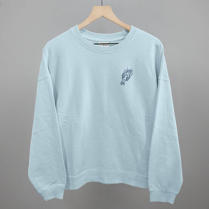 Lobster Coastal graphic oversized boxy crew in Nantucket Breeze