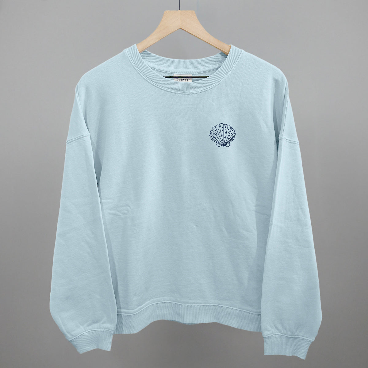 Speckled Seashell (Navy Blue) (Left Chest) Funny Oversized Boxy Crewneck Sweatshirt in Nantucket Breeze – Ivy + Cloth