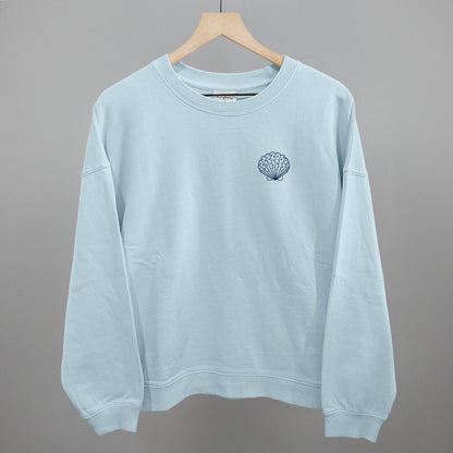 Speckled Seashell (Navy Blue) (Left Chest) Funny Oversized Boxy Crewneck Sweatshirt in Nantucket Breeze – Ivy + Cloth