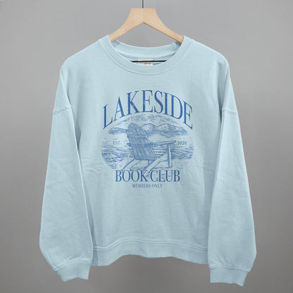 Lakeside Book Club graphic oversized boxy crew in Nantucket Breeze