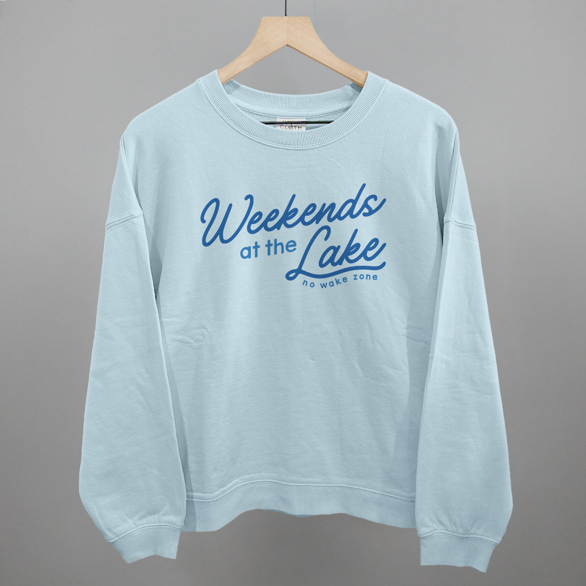 Weekends At The Lake Blue Funny Oversized Boxy Crewneck Sweatshirt in Nantucket Breeze – Ivy + Cloth