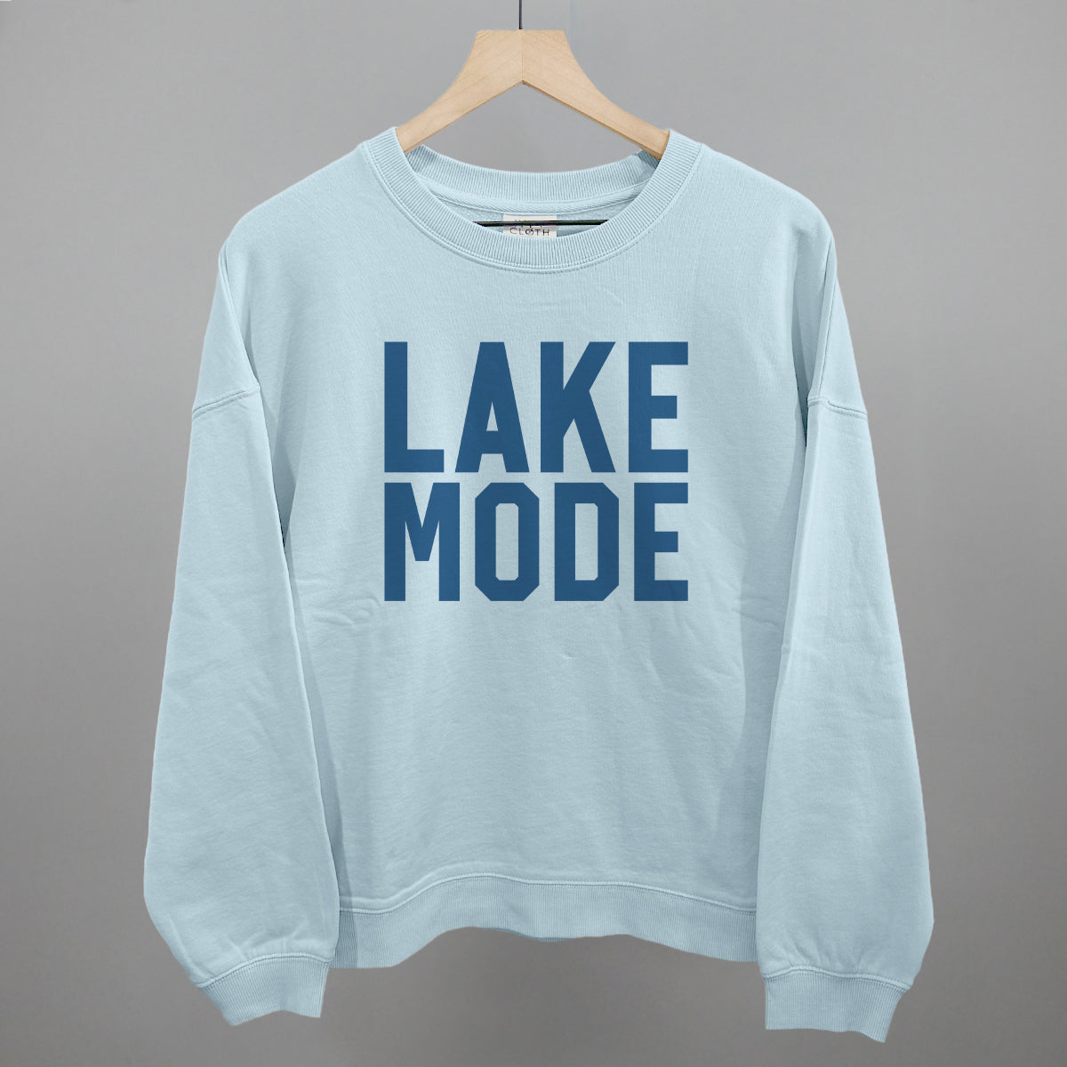 Lake Mode Lake Life graphic oversized boxy crew in Nantucket Breeze