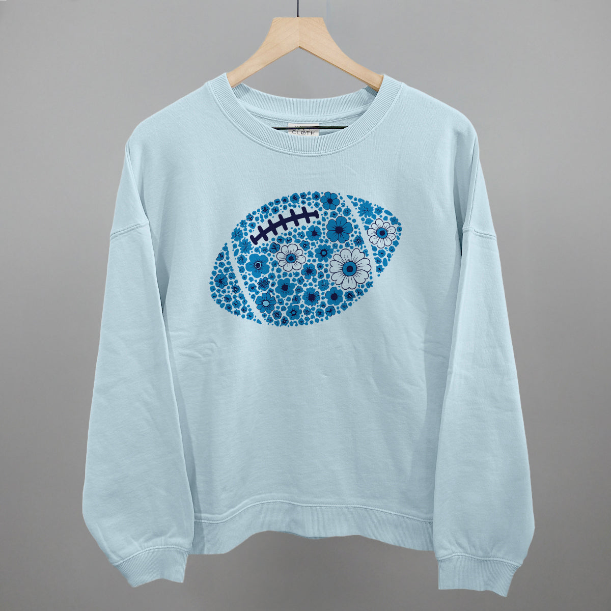 Floral Football Blue Funny Oversized Boxy Crewneck Sweatshirt in Nantucket Breeze – Ivy + Cloth
