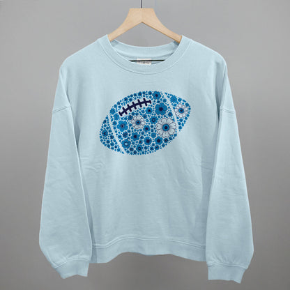 Floral Football Blue Funny Oversized Boxy Crewneck Sweatshirt in Nantucket Breeze – Ivy + Cloth