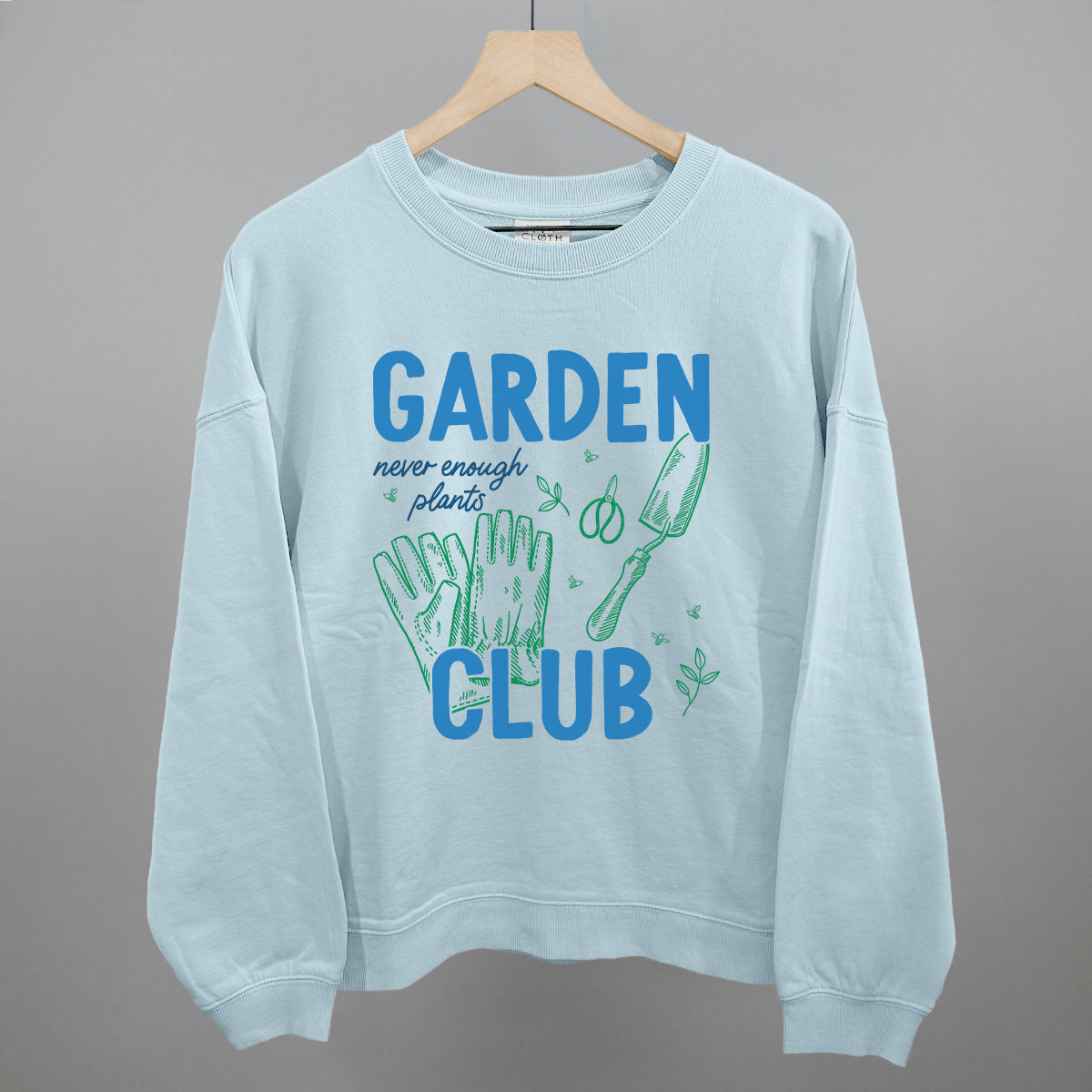 Garden Club Gardening graphic oversized boxy crew in Nantucket Breeze