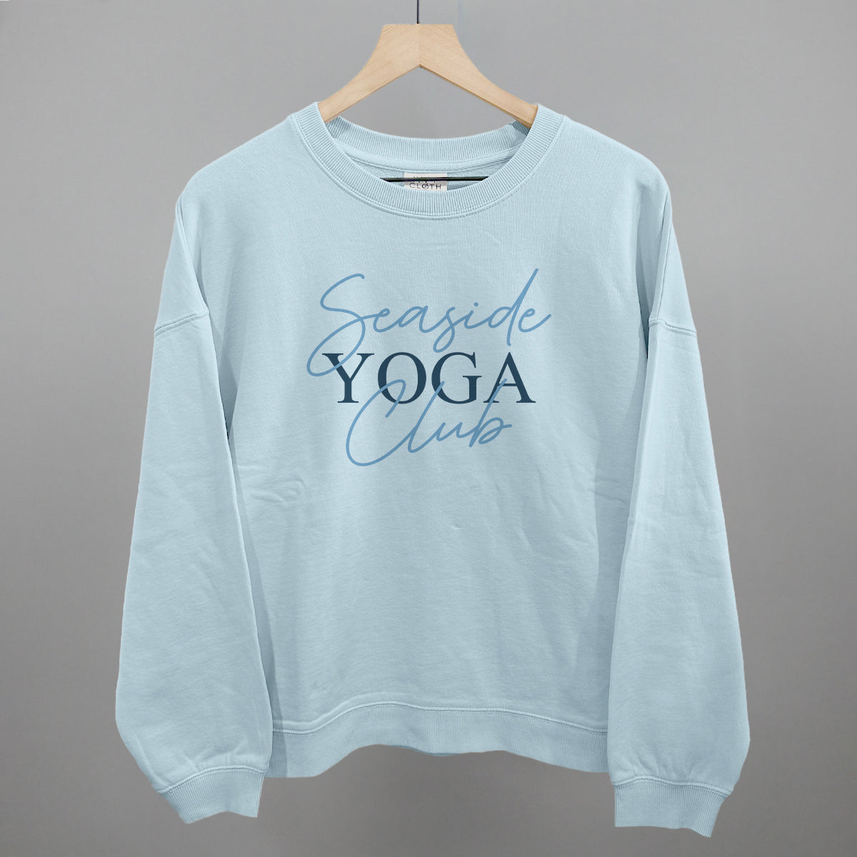 Seaside Yoga Club Funny Oversized Boxy Crewneck Sweatshirt in Nantucket Breeze – Ivy + Cloth