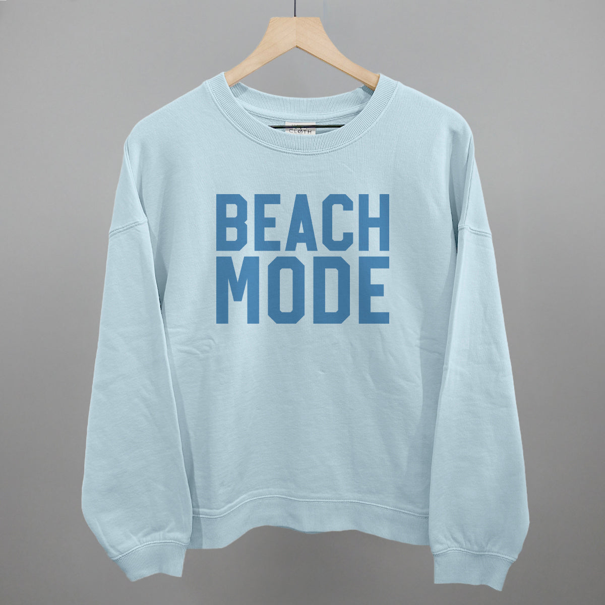 Beach Mode graphic oversized boxy crew in Nantucket Breeze