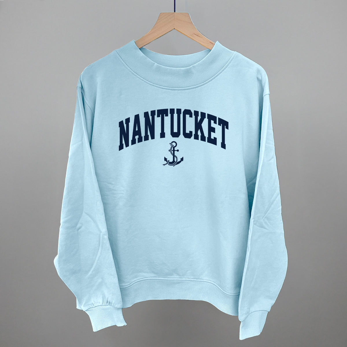 Nantucket Arch And Anchor Funny Oversized French Terry Mockneck Sweatshirt in Nantucket Breeze – Ivy + Cloth