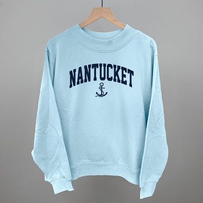 Nantucket Arch And Anchor Funny Oversized French Terry Mockneck Sweatshirt in Nantucket Breeze – Ivy + Cloth