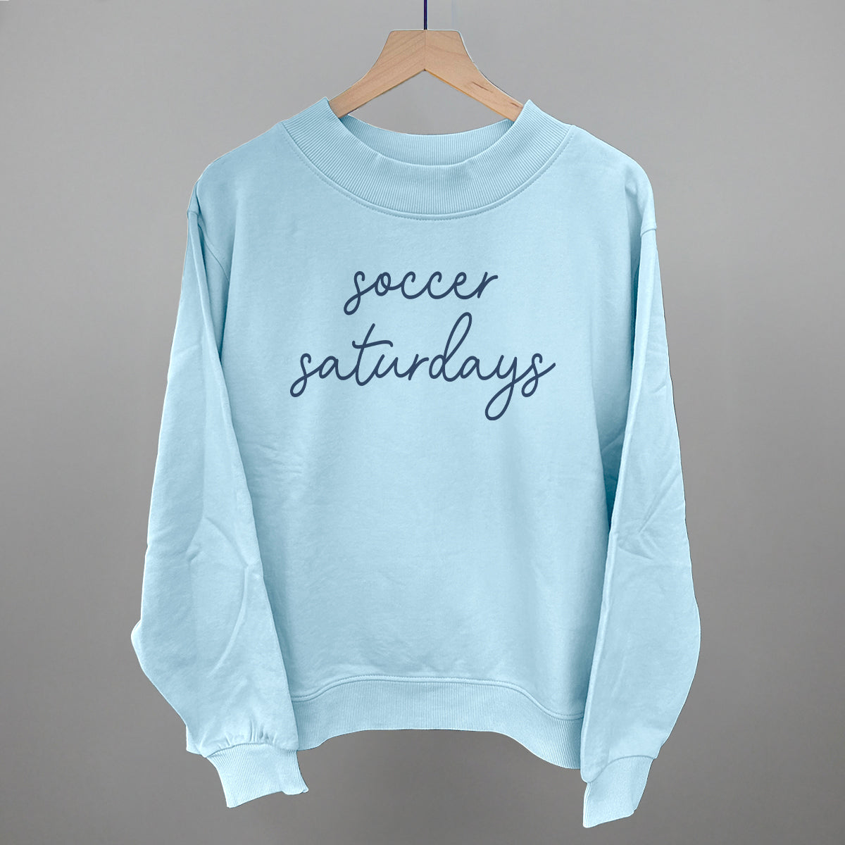 Soccer Saturdays Funny Oversized French Terry Mockneck Sweatshirt in Nantucket Breeze – Ivy + Cloth