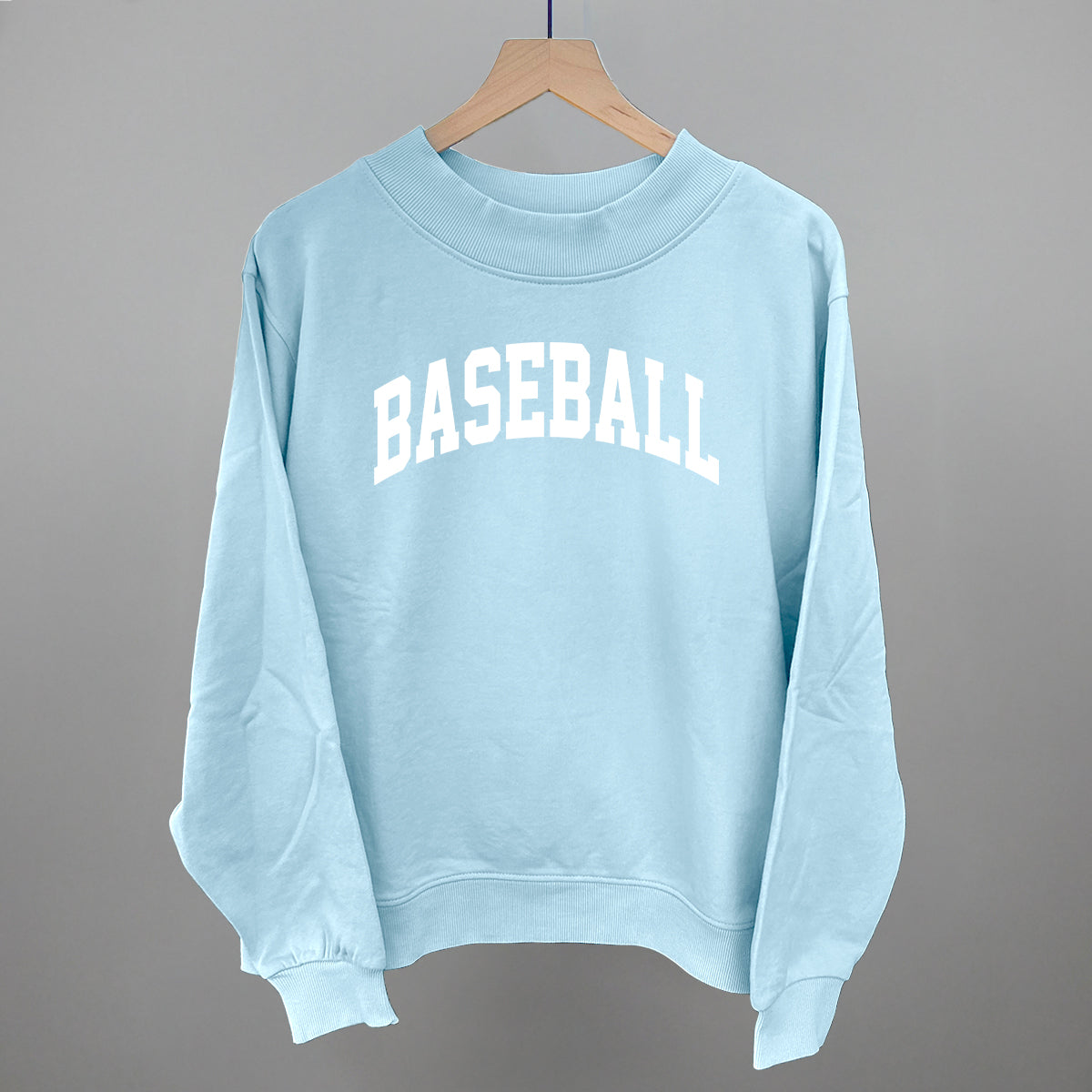 Baseball Arch (White) Funny Oversized French Terry Mockneck Sweatshirt in Nantucket Breeze – Ivy + Cloth