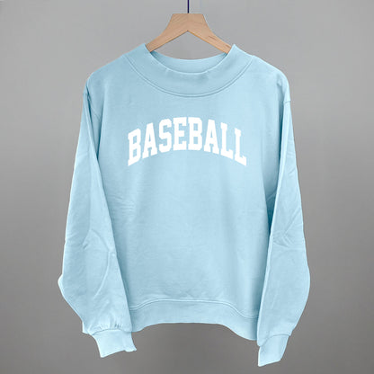 Baseball Arch (White) Funny Oversized French Terry Mockneck Sweatshirt in Nantucket Breeze – Ivy + Cloth