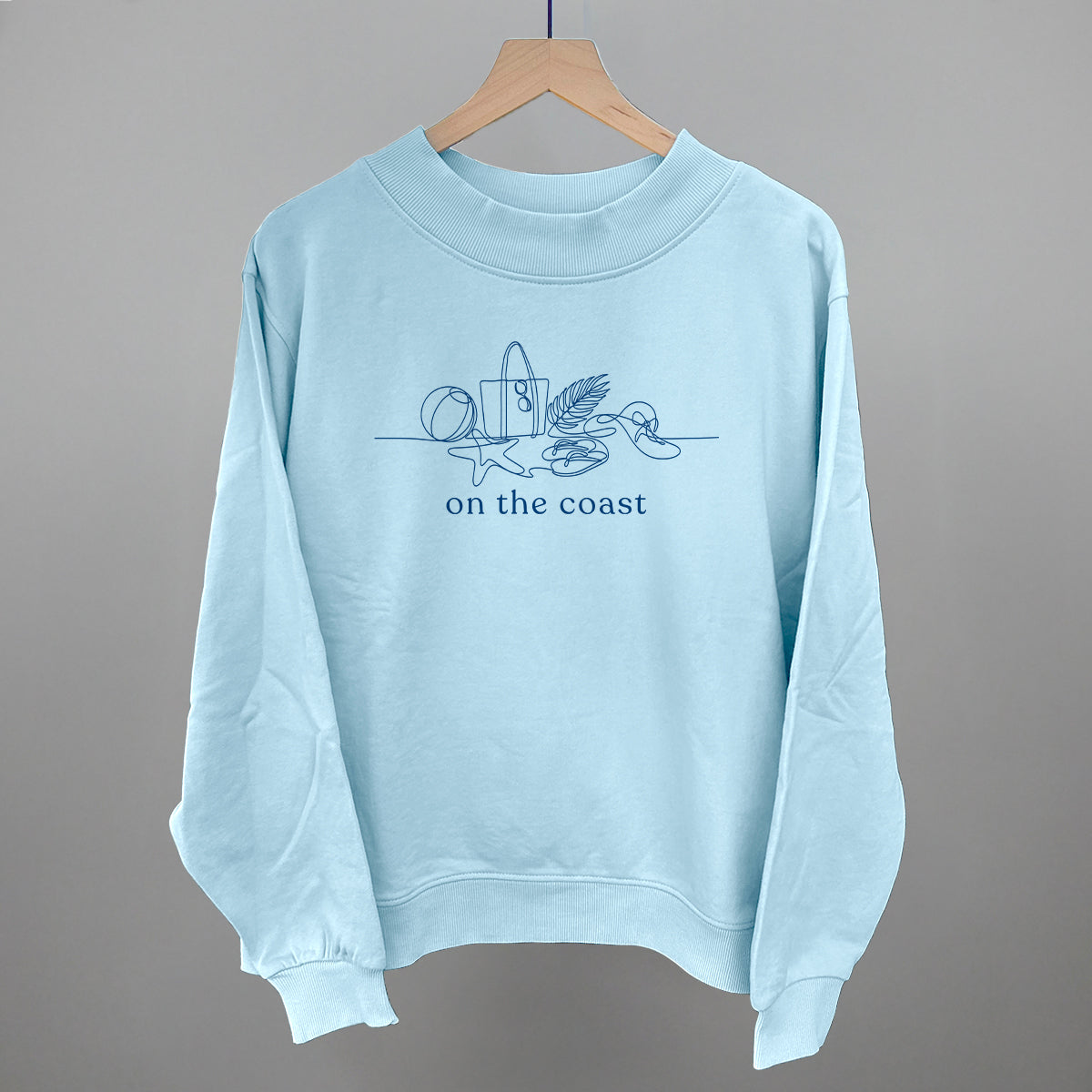 On The Coast Continuous Doodle Funny Oversized French Terry Mockneck Sweatshirt in Nantucket Breeze – Ivy + Cloth