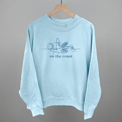 On The Coast Continuous Doodle Funny Oversized French Terry Mockneck Sweatshirt in Nantucket Breeze – Ivy + Cloth