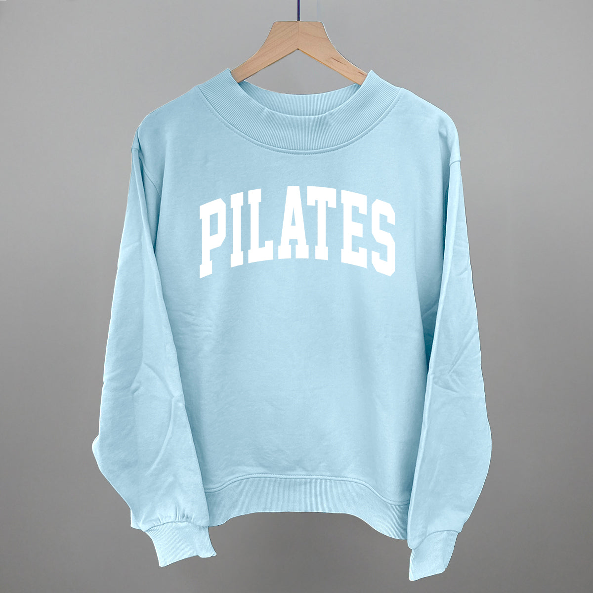 Pilates Arch (White) Funny Oversized French Terry Mockneck Sweatshirt in Nantucket Breeze – Ivy + Cloth