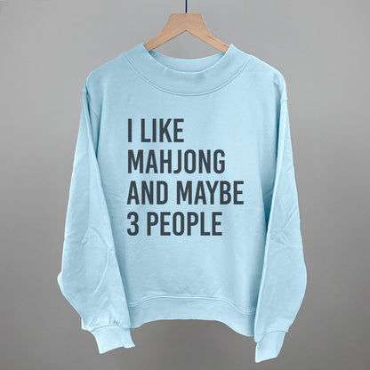 I Like Mahjong and Maybe 3 People graphic French terry mockneck in Nantucket Breeze
