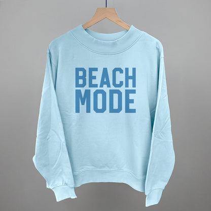 Beach Mode graphic French terry mockneck in Nantucket Breeze