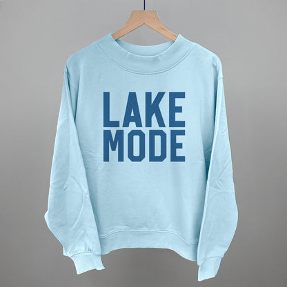 Lake Mode Lake Life graphic French terry mockneck in Nantucket Breeze
