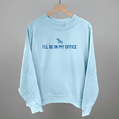 I'll Be In My Office Beach graphic French terry mockneck in Nantucket Breeze