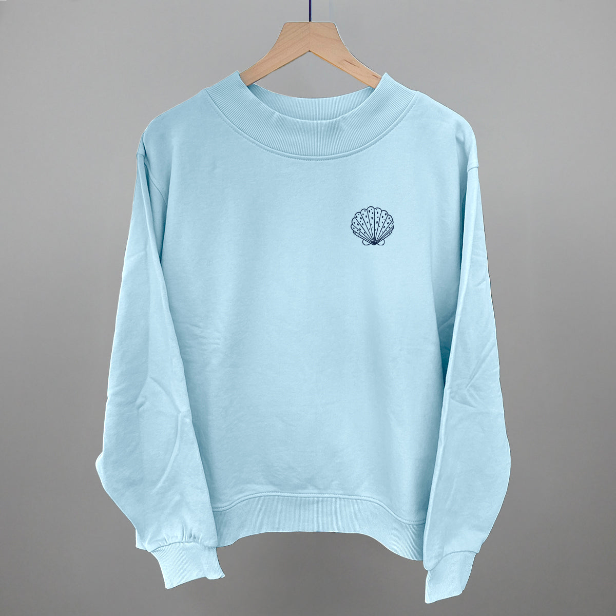 Speckled Seashell (Navy Blue) (Left Chest) Funny Oversized French Terry Mockneck Sweatshirt in Nantucket Breeze – Ivy + Cloth
