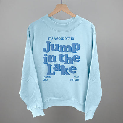 Good Day To Jump In The Lake Funny Oversized French Terry Mockneck Sweatshirt in Nantucket Breeze – Ivy + Cloth