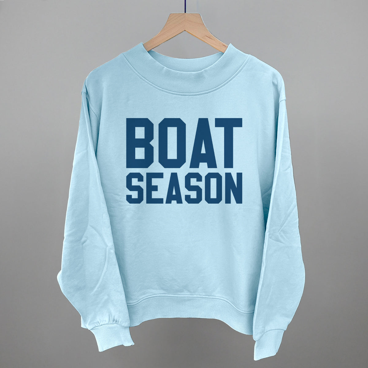 Boat Season Funny Oversized French Terry Mockneck Sweatshirt in Nantucket Breeze – Ivy + Cloth