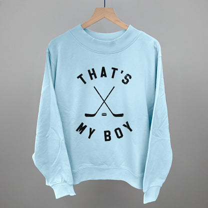 That's My Boy Hockey Funny Oversized French Terry Mockneck Sweatshirt in Nantucket Breeze – Ivy + Cloth