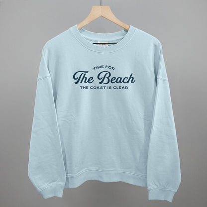 Time For The Beach Funny Oversized Boxy Crewneck Sweatshirt in Nantucket Breeze – Ivy + Cloth