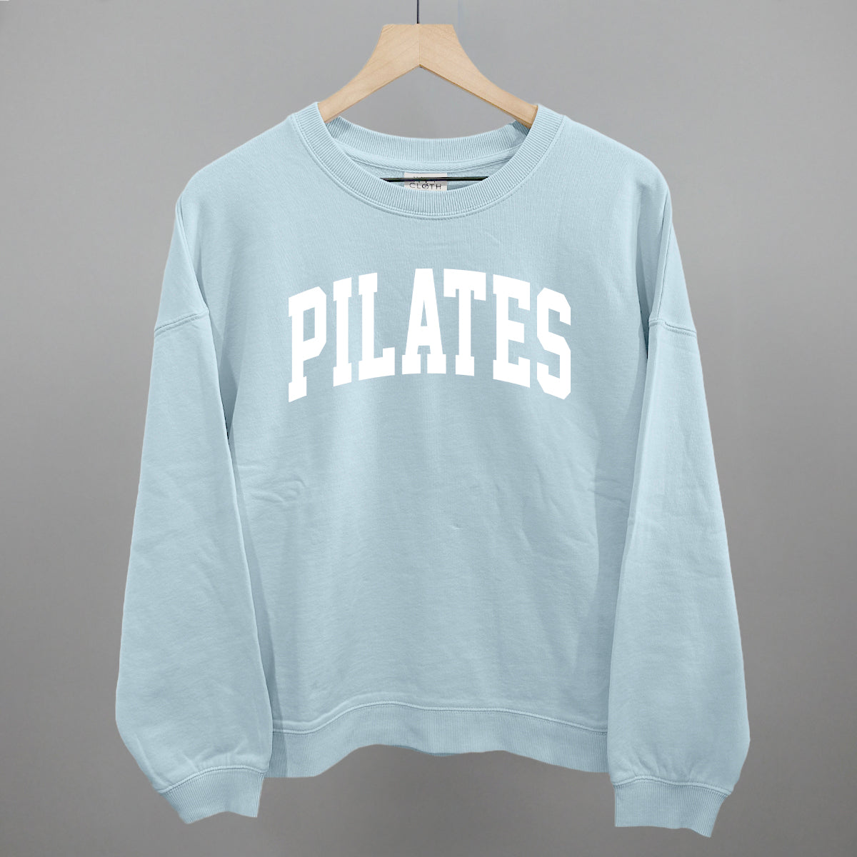 Pilates Arch (White) Funny Oversized Boxy Crewneck Sweatshirt in Nantucket Breeze – Ivy + Cloth