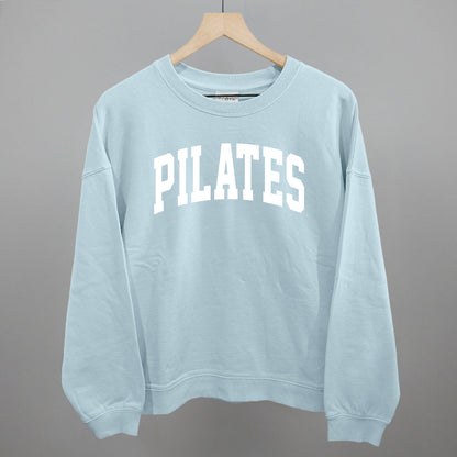 Pilates Arch (White) Funny Oversized Boxy Crewneck Sweatshirt in Nantucket Breeze – Ivy + Cloth