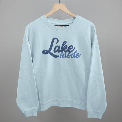 Lake Mode Script Funny Oversized Boxy Crewneck Sweatshirt in Nantucket Breeze – Ivy + Cloth